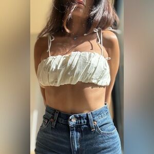 Zara Ruched Cream Tube Top – Size S – Like New – Never Worn